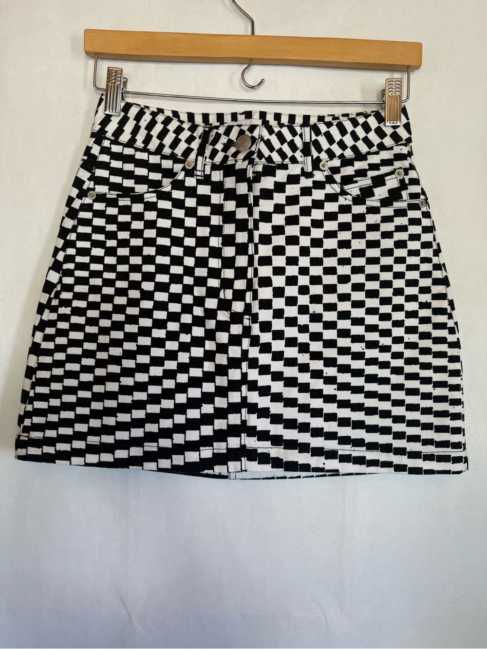 Obey Black and White Checkerboard Mini Skirt